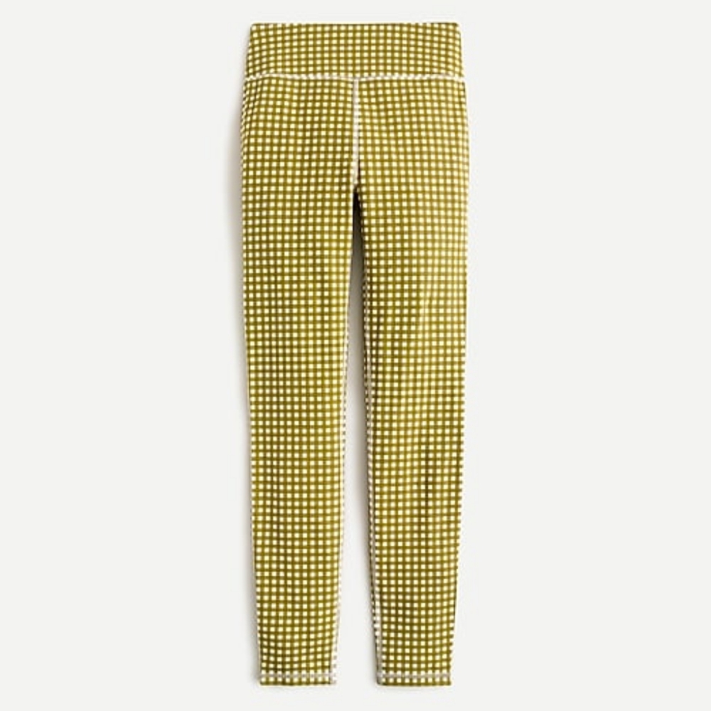 J.Crew gingham high rise double waistband leggings, medium, green